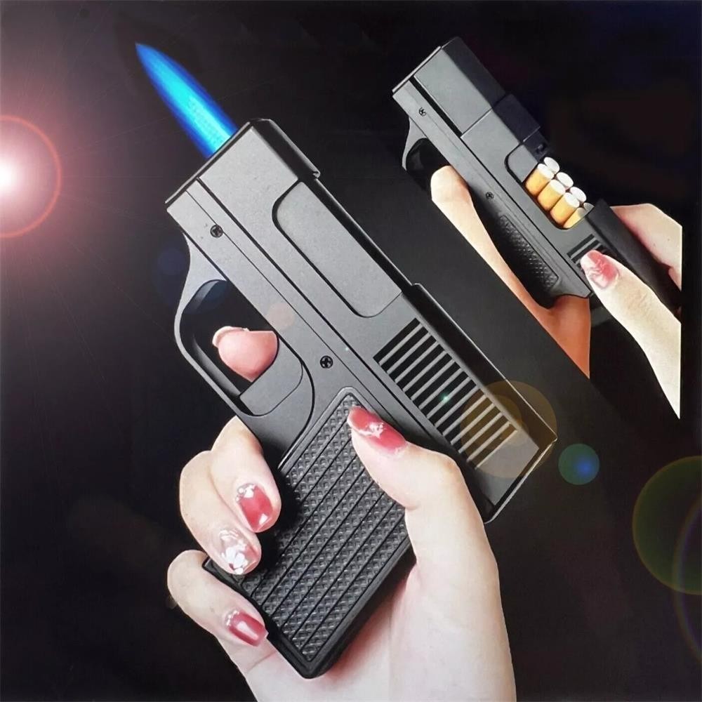1-5pc Unique Butane Cigarette LIGHTER&CASE Adjustable Jet Torch Flame Pistol Gun