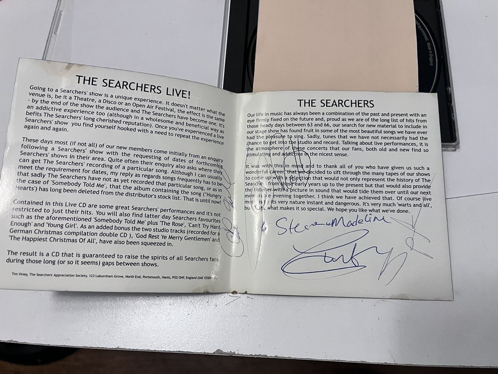 Autographed- The Searchers Live! CD- Signed
