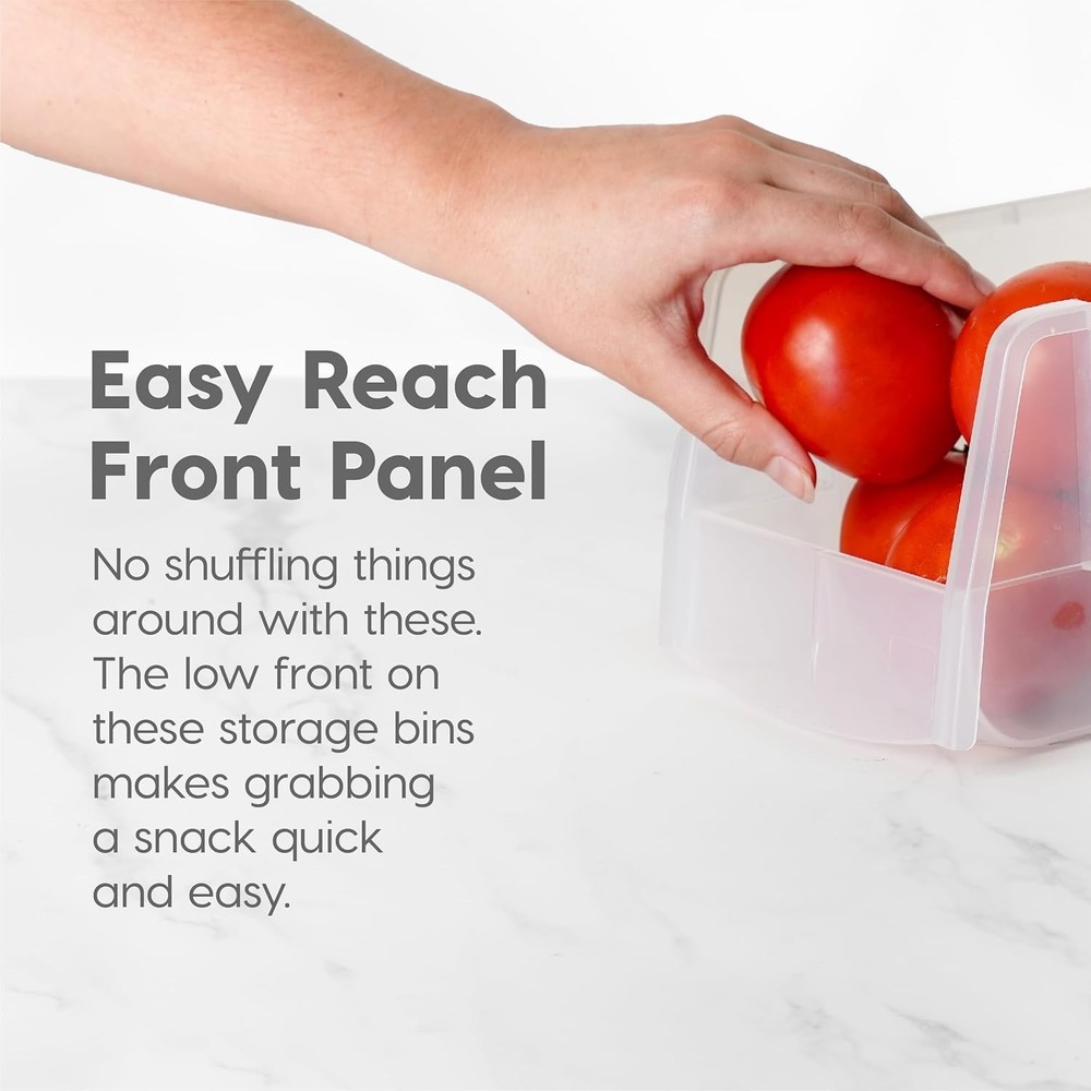 Clear Plastic Stackable Storage Bins, Large- 8 Pack, Open Front Fridge Pantry...