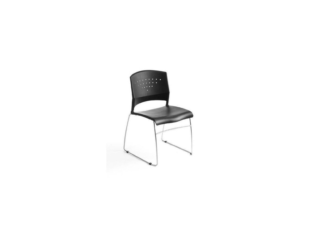 Boss Black Stack Chair With Chrome Frame 4 Pcs Pack