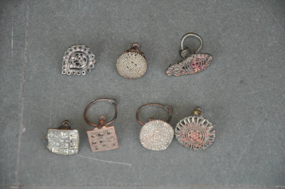 7 Pc Vintage Copper & Brass Unique Handcrafted Different Priest/Saint Tilak Dye