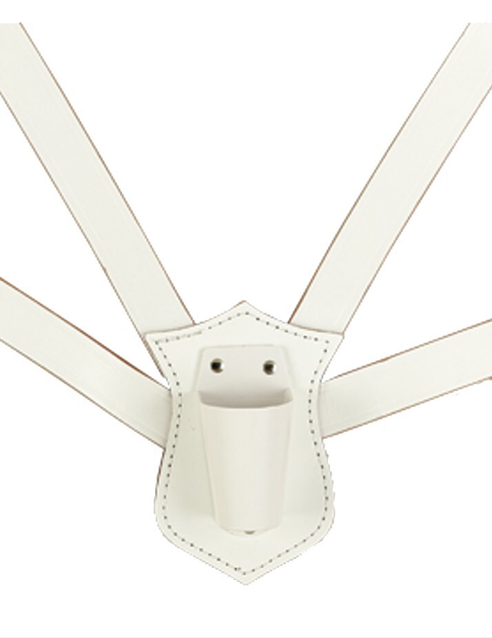 Jay-Pee White Leather Double Strap Adjustable Parade Flag Carrier w/Cup Honor