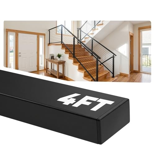 4FT Stainless Steel Black Handrail for Cable Railing System, Rectangular Flat