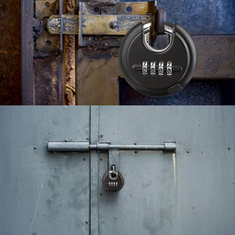 Combination Disc Padlocks for Outdoor - Heavy Duty 4 Digit Code Lock, Combo Disc