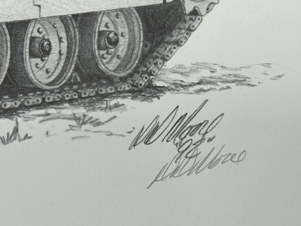1992 DD Moore US Army M1 Abrams Tank Signed Print