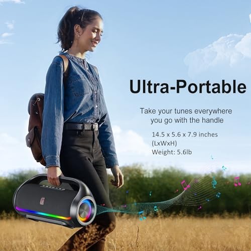 Bluetooth Speaker, IPX5 Waterproof Portable Bluetooth Speaker with No Mic