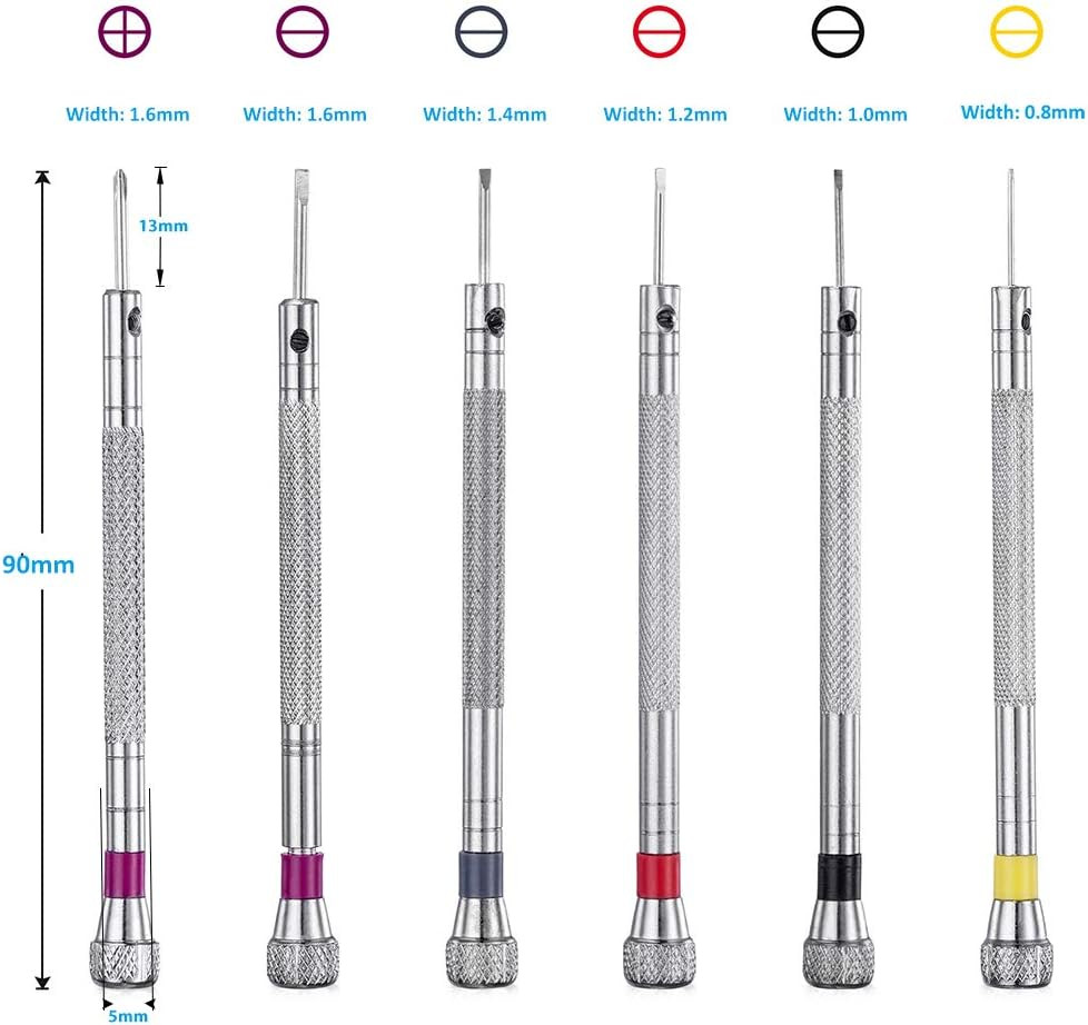 Premium 6PCS Micro Precision Screwdriver Set, 0.8-1.6Mm, Extra Replacement Blade