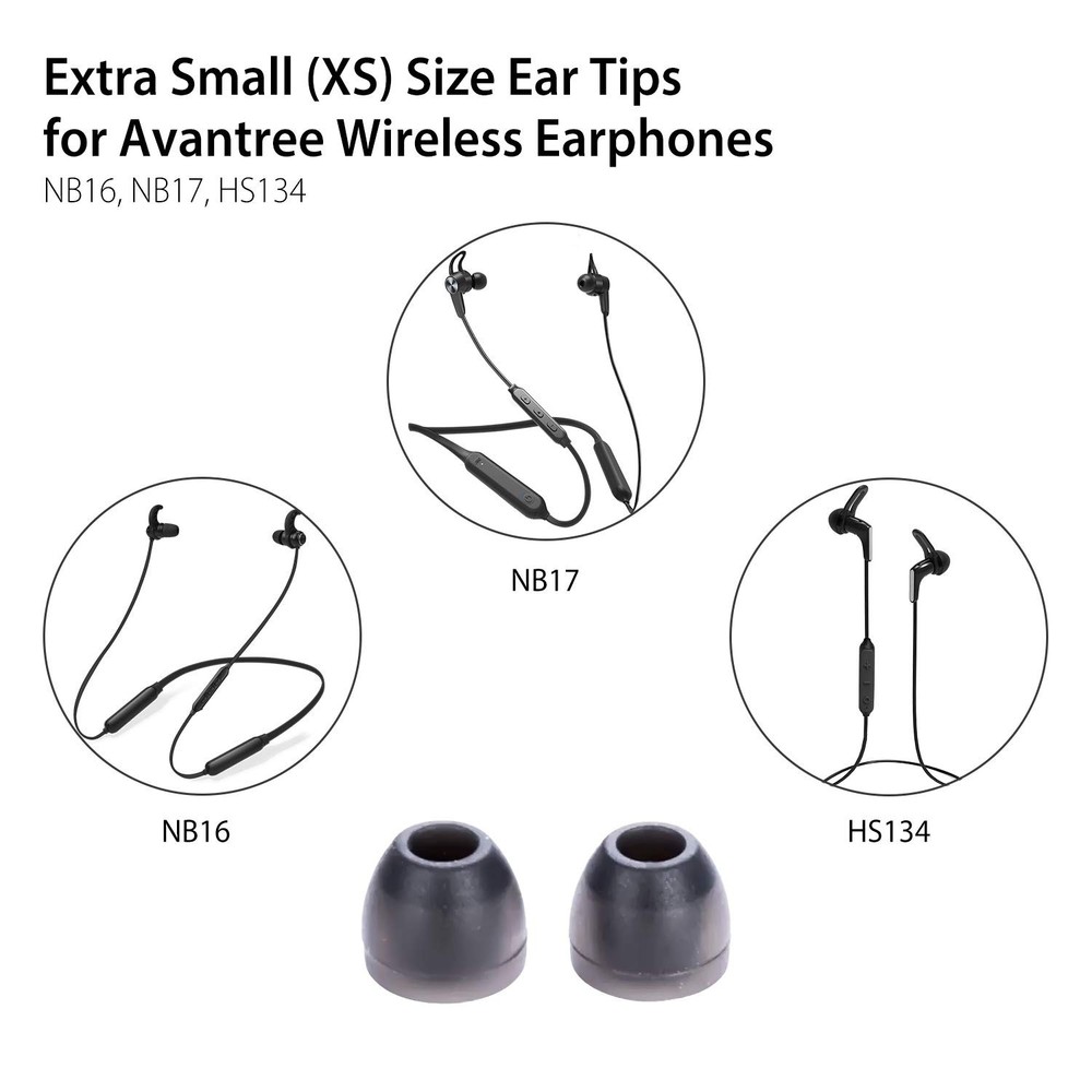 Avantree Extra Small (XS) Size Ear Tips for Wired or small, Black