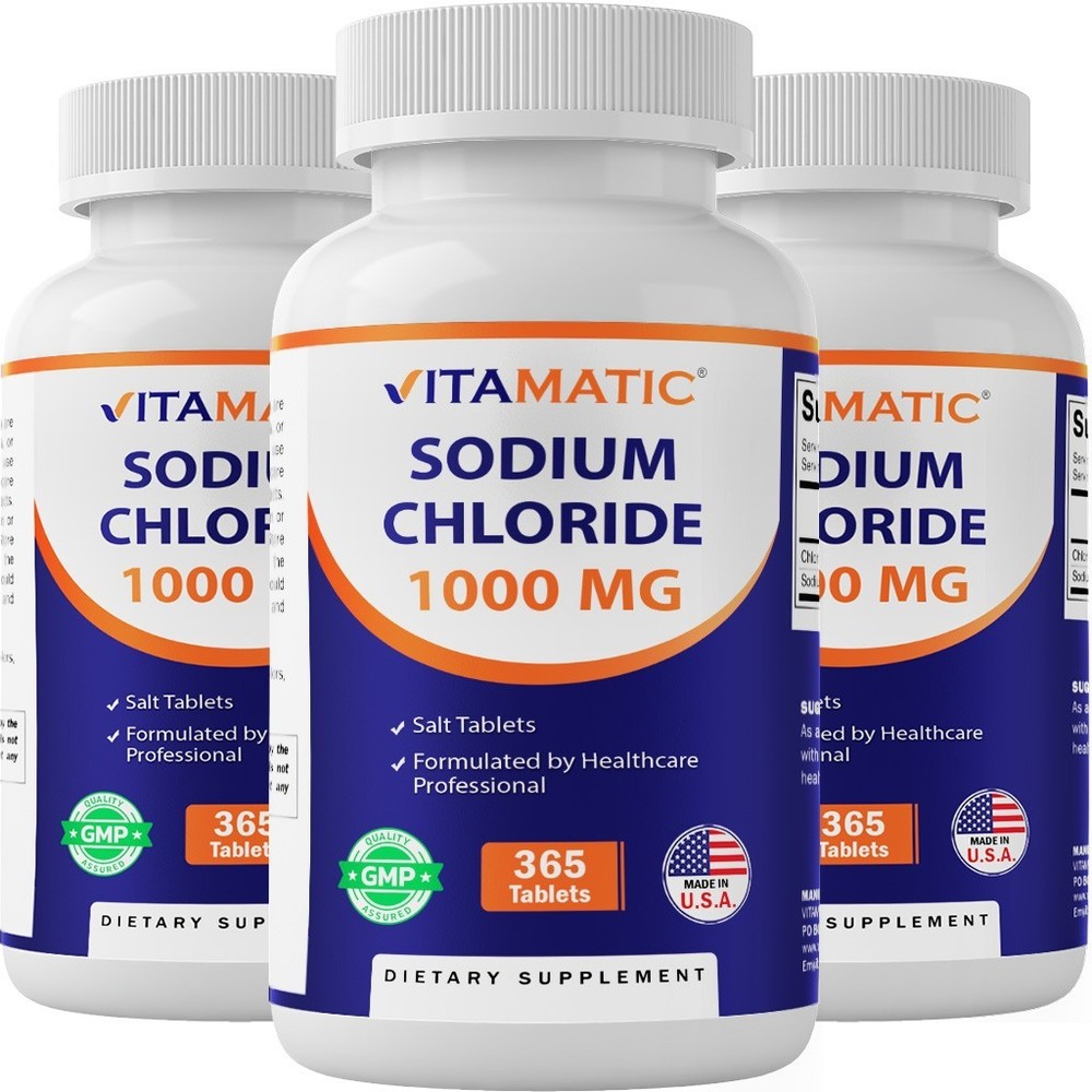 Vitamatic 3 Pack Sodium Chloride 1000mg, 365 Tablets