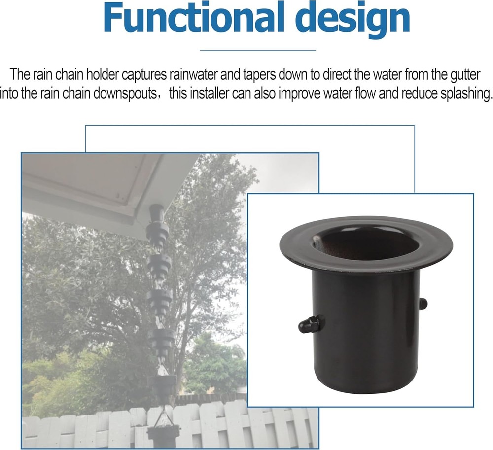 Rain Chain Gutter Adapter Replacement Downspout Gutters Black Aluminum 2Pcs