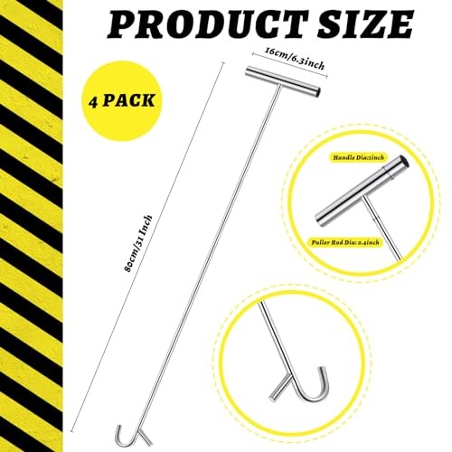 Pack 31" Fifth Wheel Puller 5th Wheel Pin Puller for Semi W Hook 4 Silver