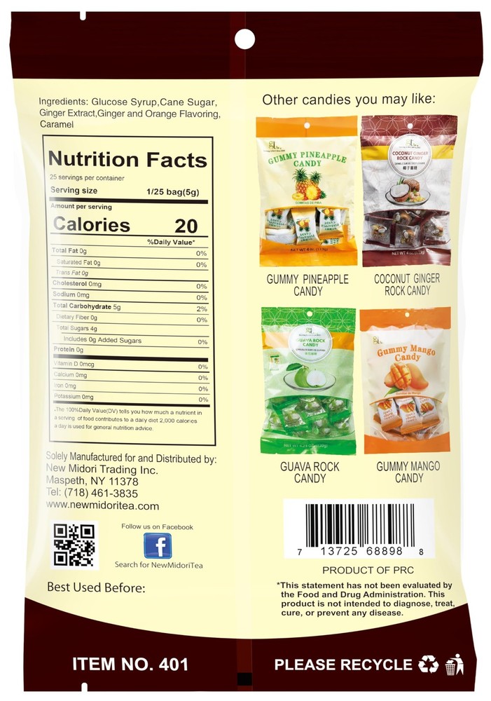 Amber Ginger Rock Candy (4-Pack)â€¦