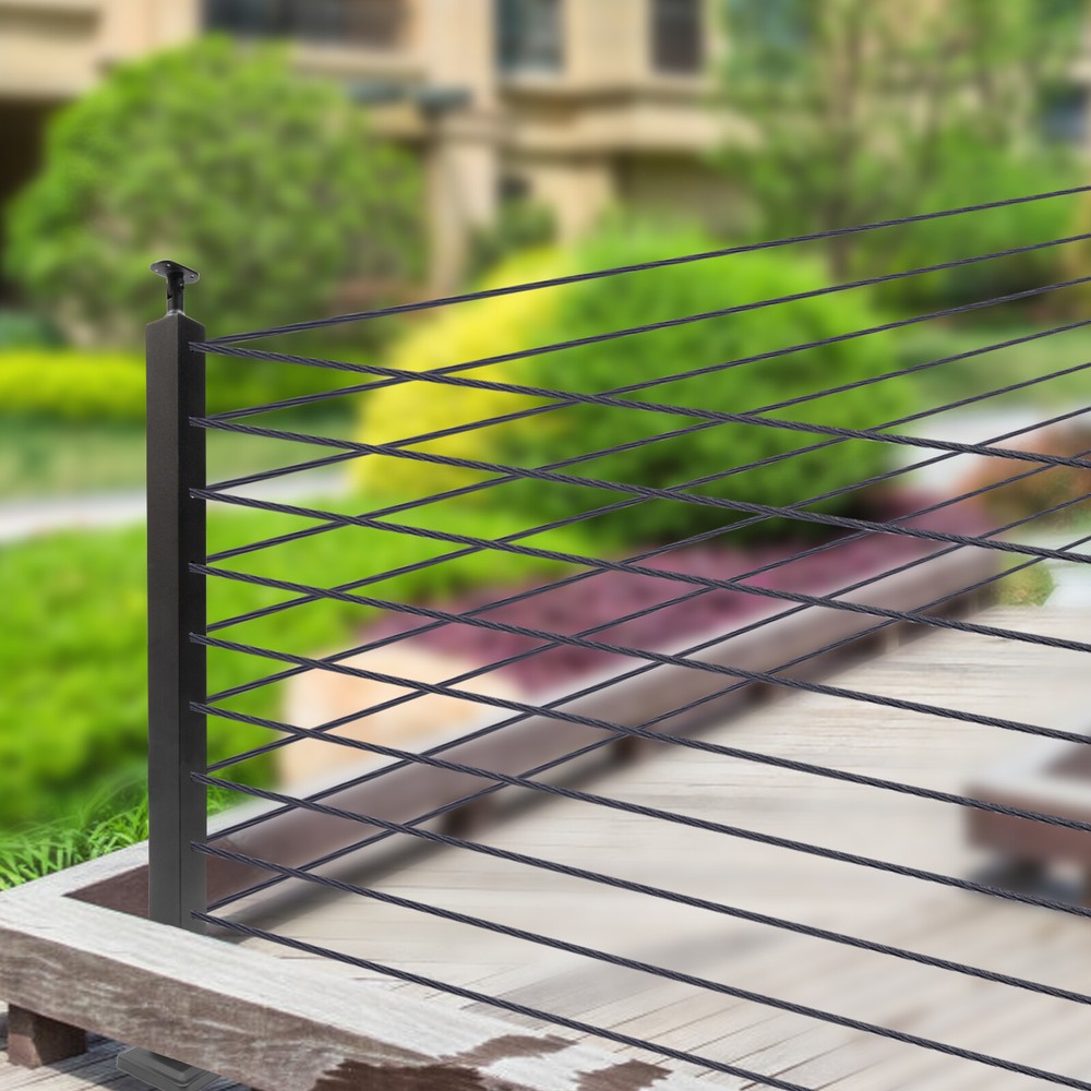 Cable Pre-Drilled Railing Post Corner Post 36x2x2'' Black Corner Post Stainless