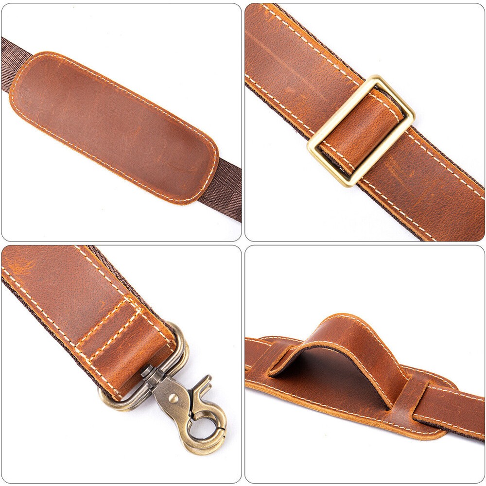Genuine Leather Replacement Shoulder Strap for Briefcase Luggage Messenger Bag.