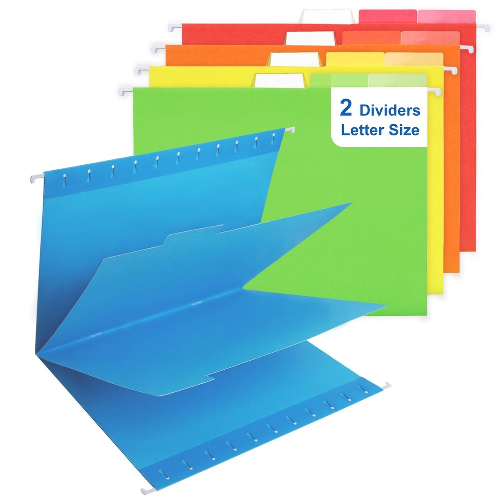 Classification Hanging File Folders with 2 Dividers Letter Size Colored Class...