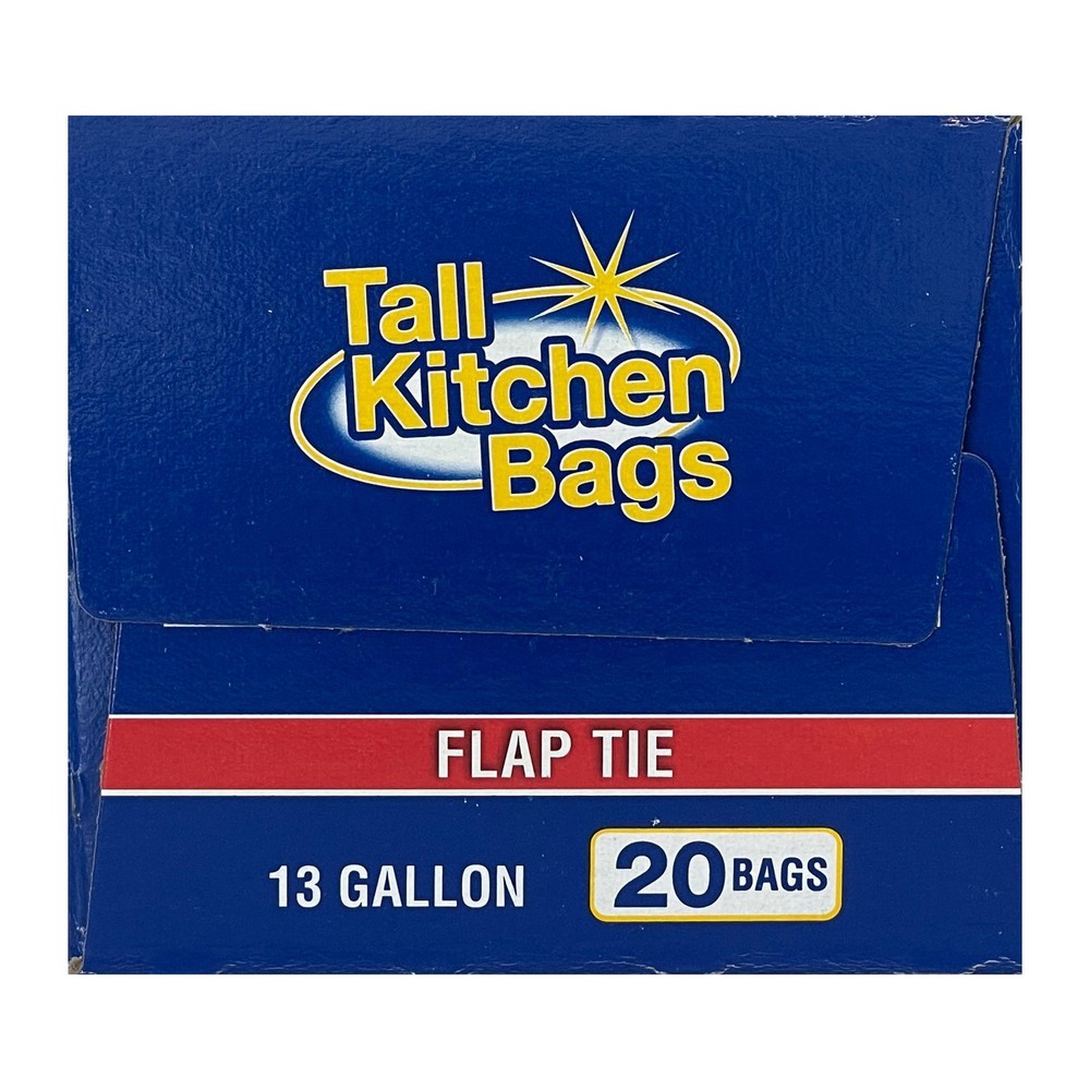 (3 Pack) Basic Kitchen Trash Bags, 13 Gallon, 20 Bags (Flap Tie)