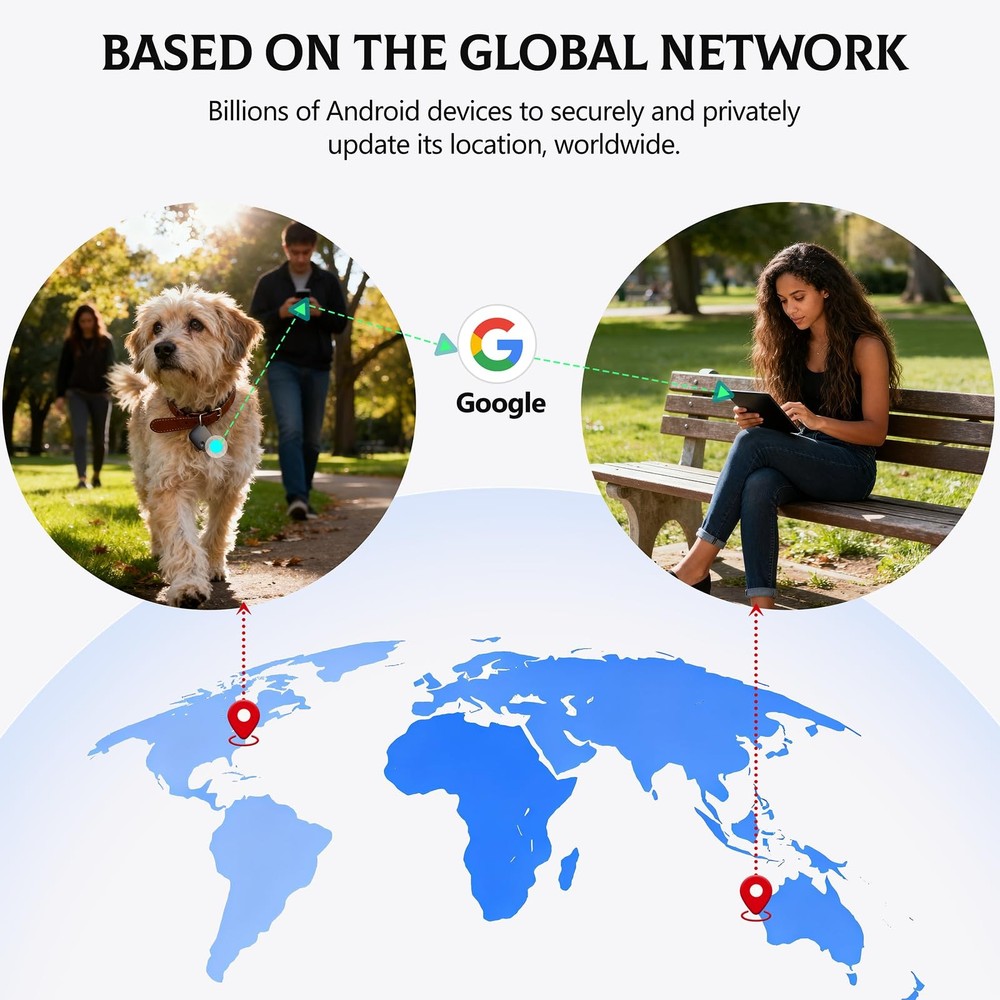 Air Tags-4 Pack Android【Google MFG Certified】, Tag Mini, Android Black