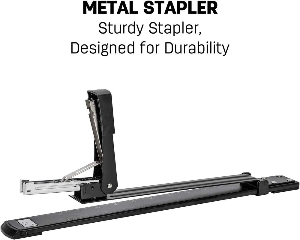 Long Reach Stapler, 20 Sheet Capacity, Includes 1000 Staples, Black