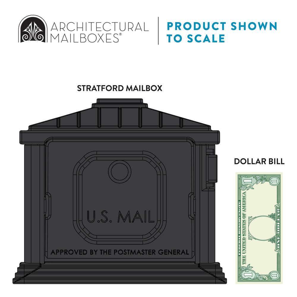 Mailbox Post Combo Stratford Black Medium Plastic All-In-One Mounting Hardware