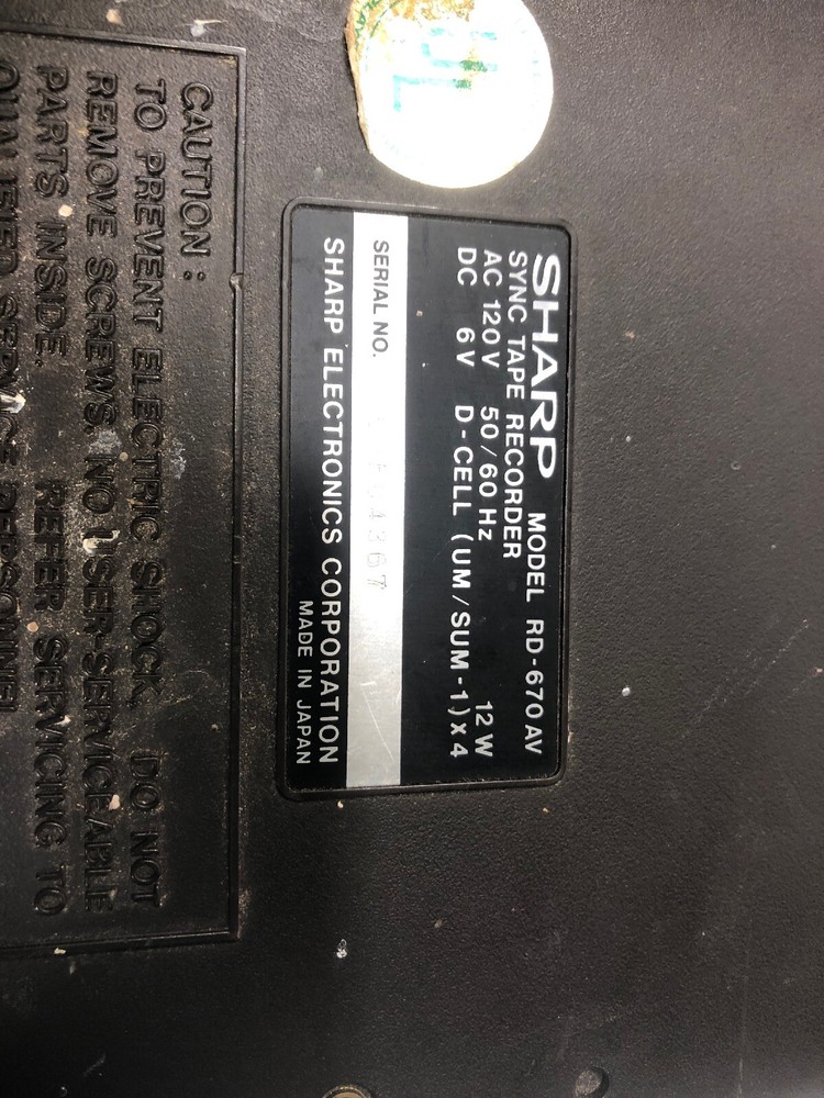 Sharp RD-670AV Educator 2 Slide Projector Sync Recorder As Is Parts