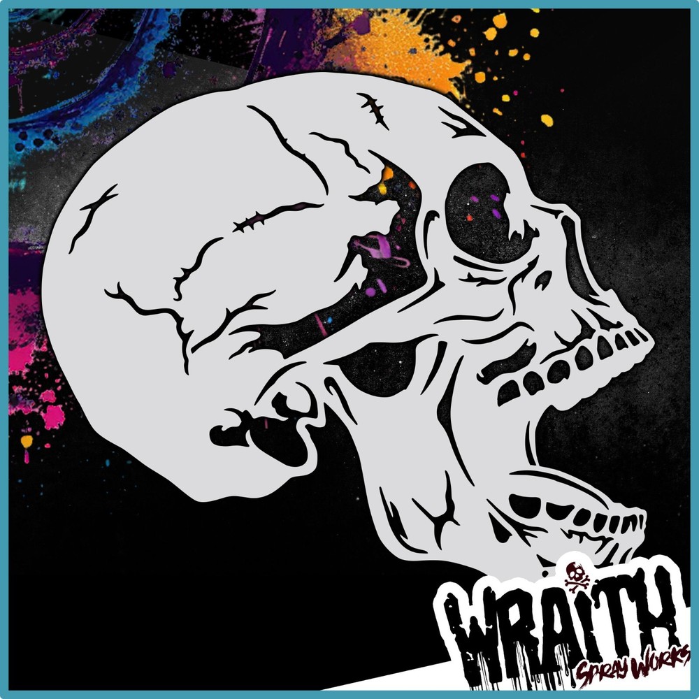 Human Skull #3 - Reusable Airbrush Stencil Template