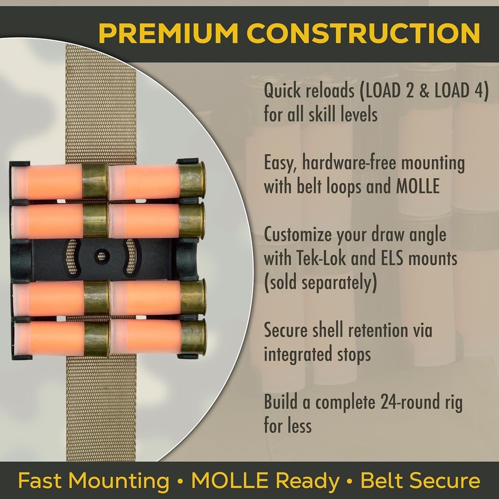 Tactical Shotgun Quad Loader 3 Gun Accessory
