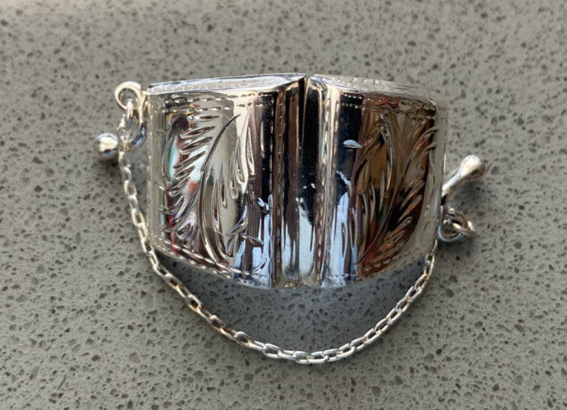 Tiny sterling silver etched purse pill box