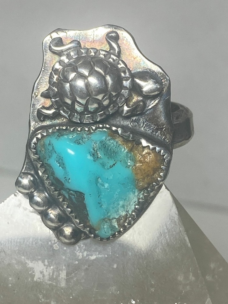 Turtle ring turquoise tribal southwest sterling silver