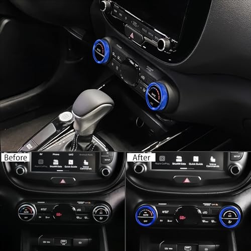 2PCS Aluminum Air Condition Switch Button Knob Cover A/C Centre Control Blue