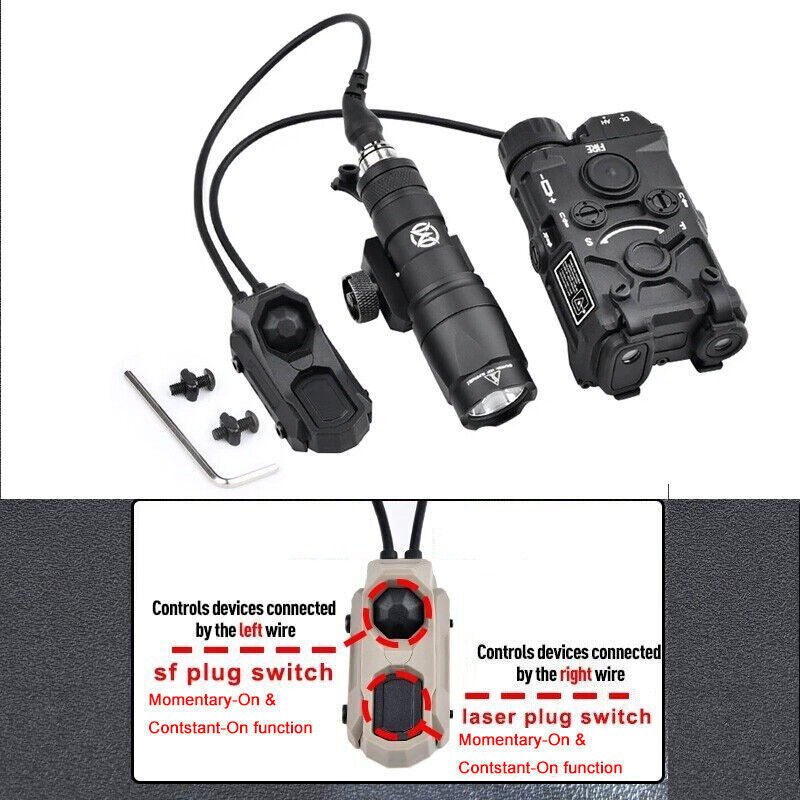 Airsof Remote Dual Control Pressure Switch Laser Crane Flashlight For OGL Aim BK