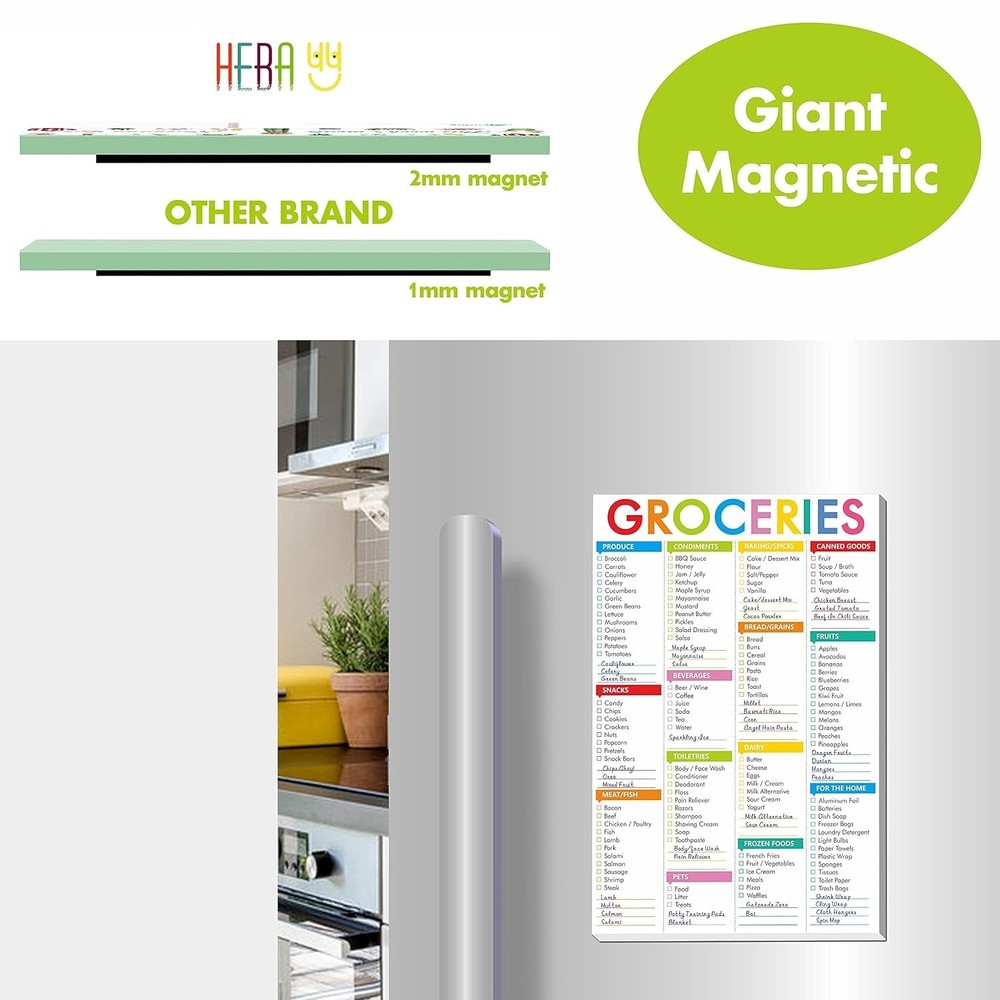 90-Page Magnetic Grocery List - Quick Reference and Customizable Shopping Lists