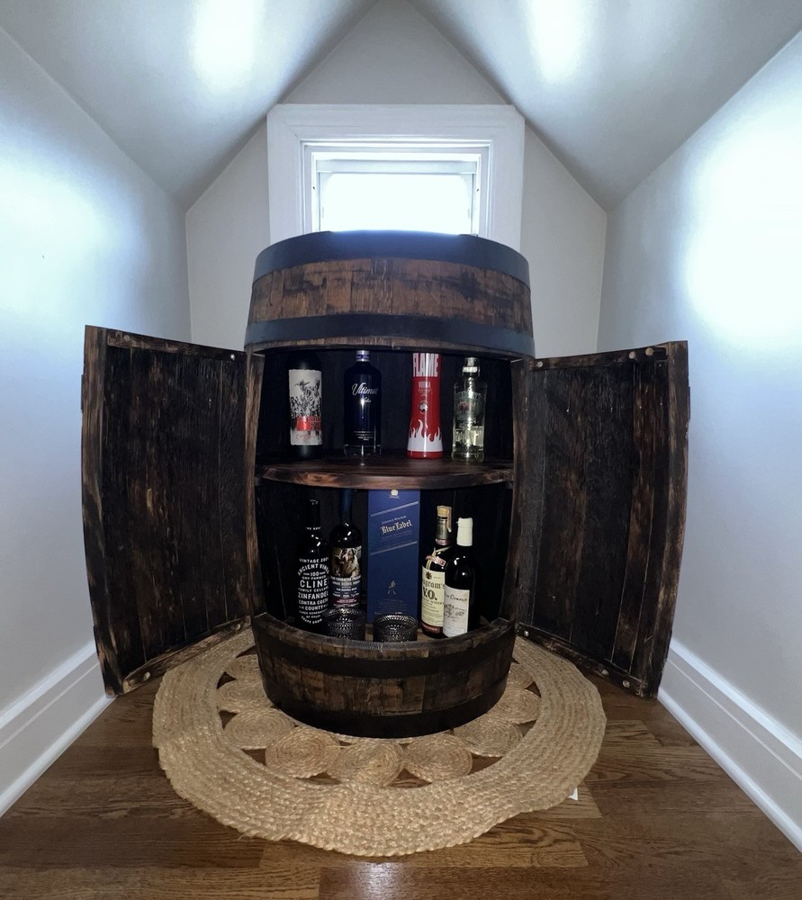 Oak Whiskey Barrel Bar