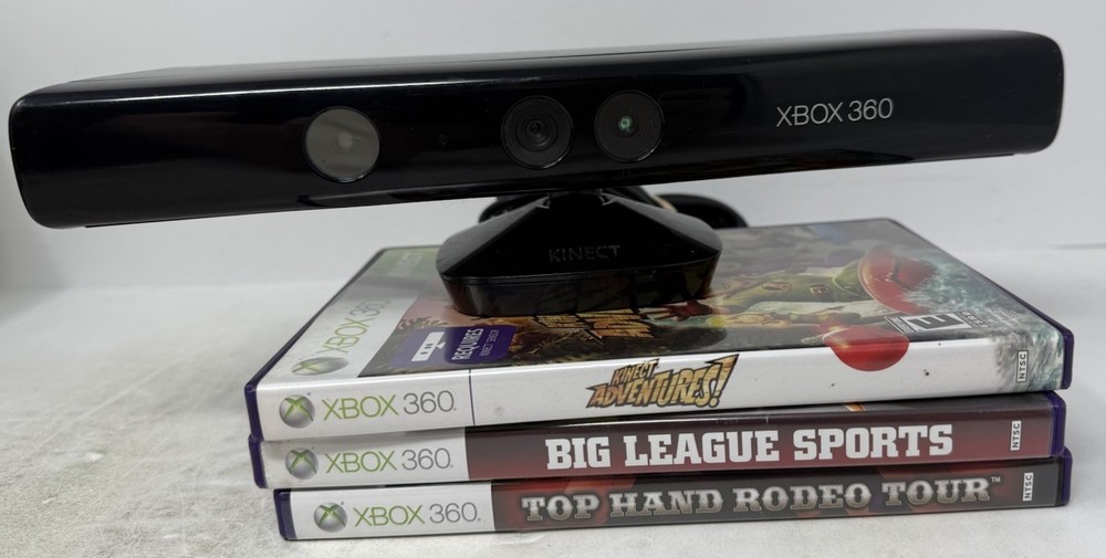 Microsoft Xbox 360 Kinect Sensor Bar W/ 3 Games Tested Bundle Lot