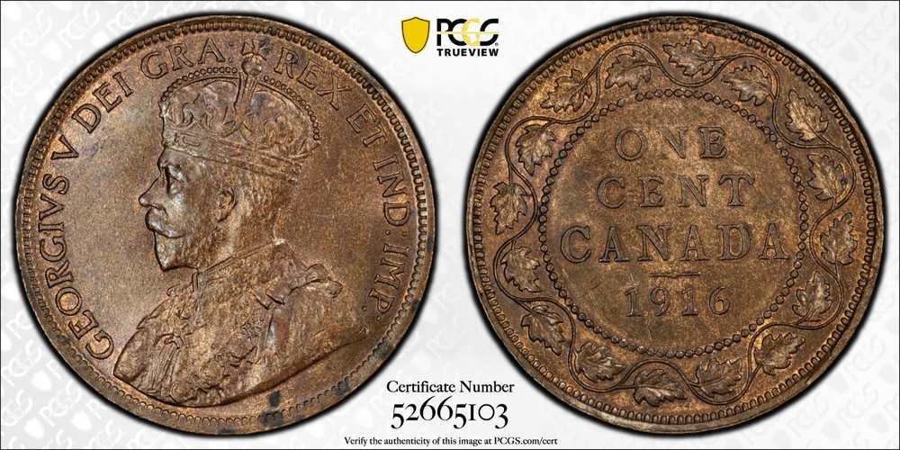 1916 Canada large cent PCGS MS64BN