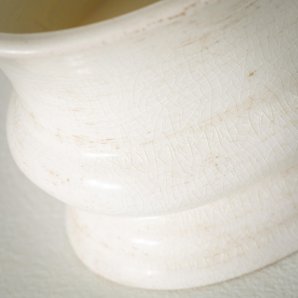 Oval Crackled "Gables" White Planter for Plants and Decor