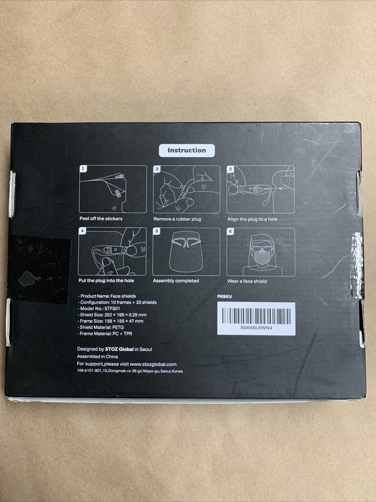 FACE SHIELDS SET, 10 Frames & 20 Shields Safety Eye Protection