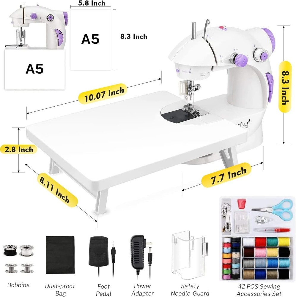 Mini Sewing Machine with Extension Table, Dual Speed Portable Sewing Machine ...