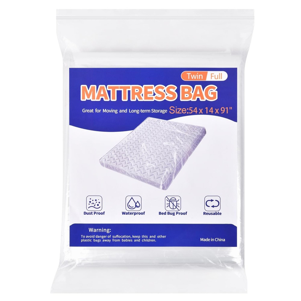 Mattress Bag for Moving Storage - Plastic Protector Twin/Full, 1pack
