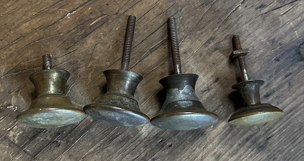 DS-196–FOUR (4) Antique Different Brass Plated Drawer Cabinet Pulls Knobs