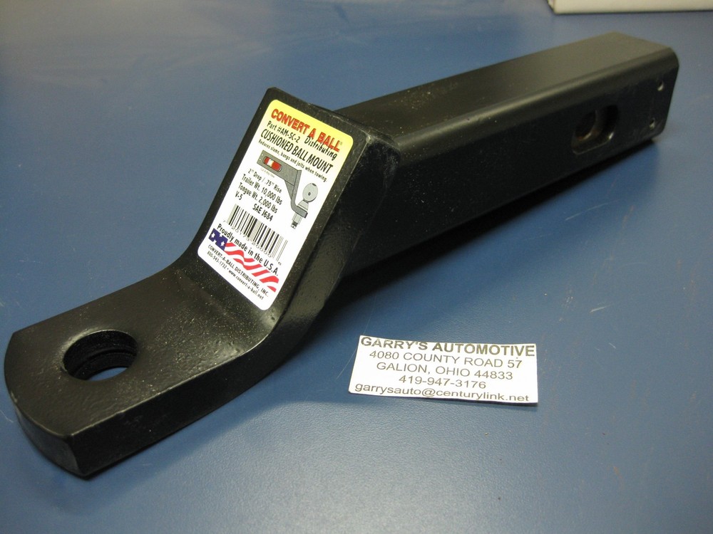 Convert A Ball Cushioned Mount Drawbar Shock Hitch 2" Receiver 1" Hole AMSC2