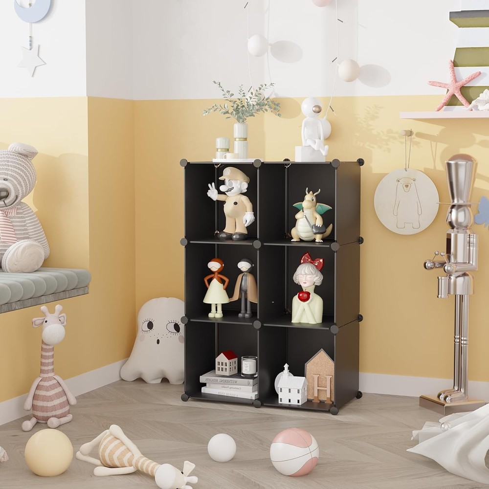 6-Cube Storage Organizer Stackable Storage Cubes Shelves Portable Bookshelf
