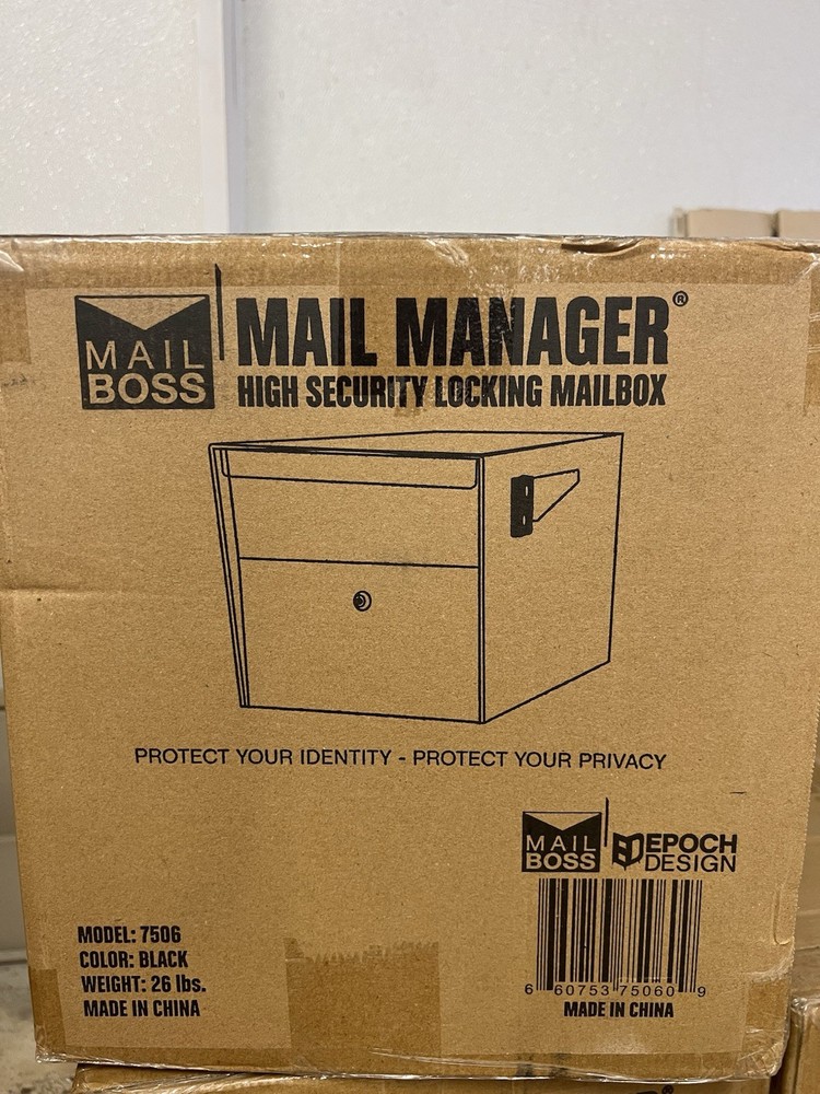 3 Mail Boss 7506 Mail Manager Curbside Locking Security Mailbox - Black