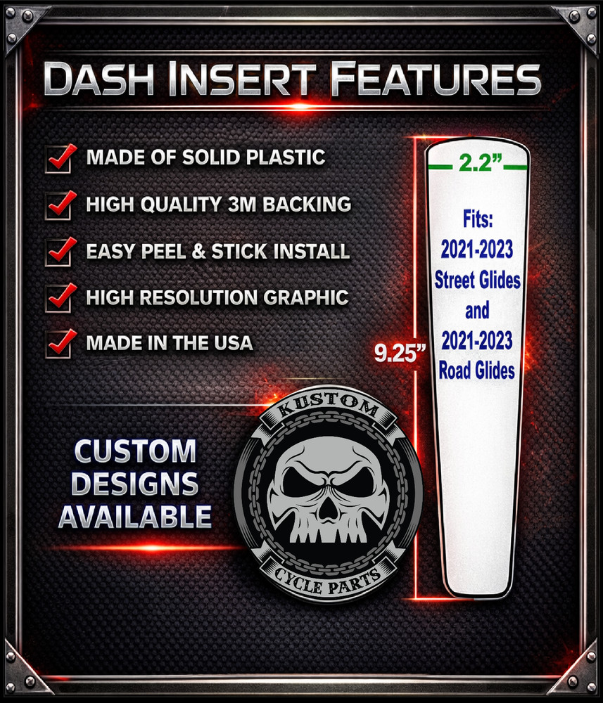 Blue Stitching Design Dash Panel Insert. 21+ Street Glide & 21+ Road Glide.