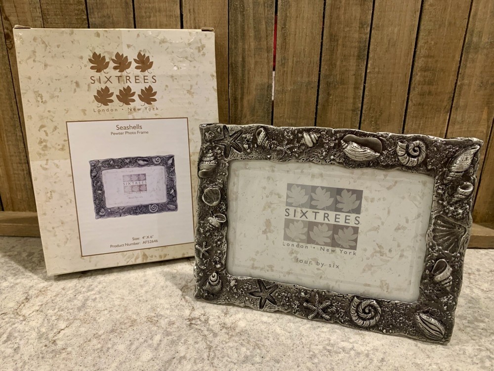 SIXTREES Pewter Shells 4x6 Picture Frame Photo Frame In Original Box