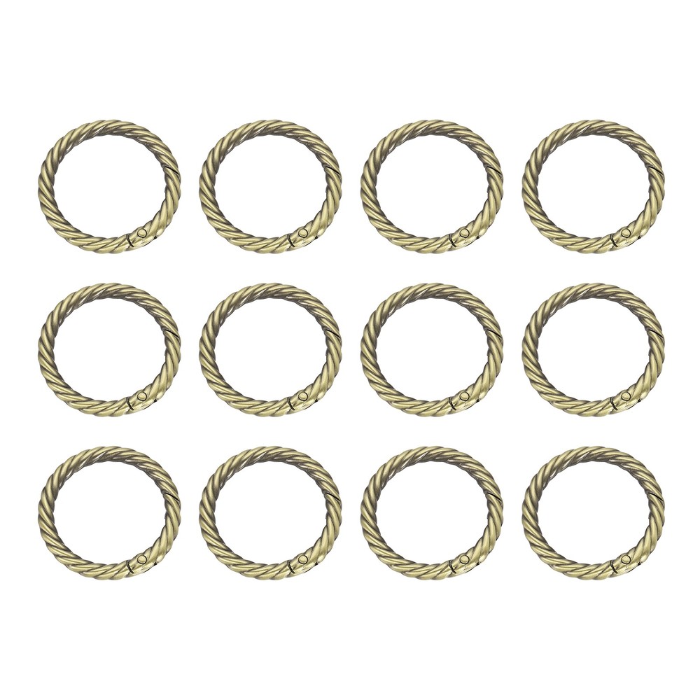12pcs Spring O Rings 1 1/4" Round Trigger Metal Snap Hook Key Ring Light Brown