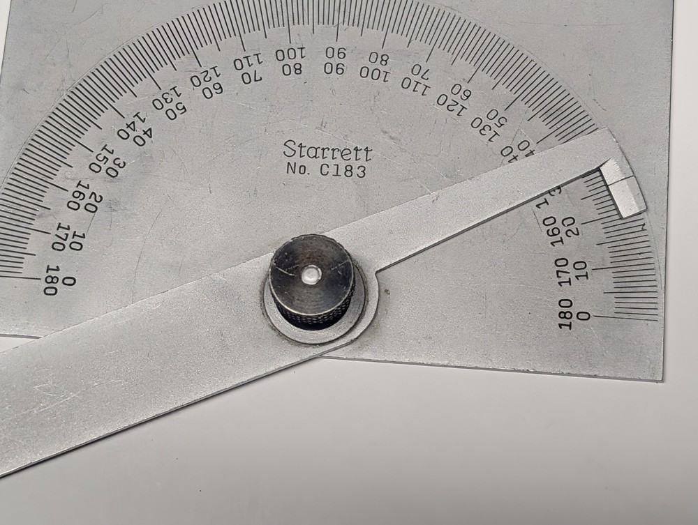 Starrett C183 Steel Protractor Rectangular Head USA
