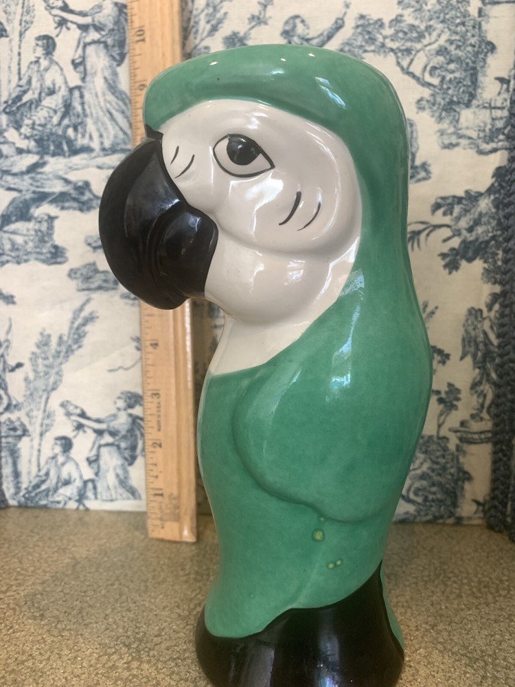 Ceramic Macaw Parrot  8” Vase light Green Great color