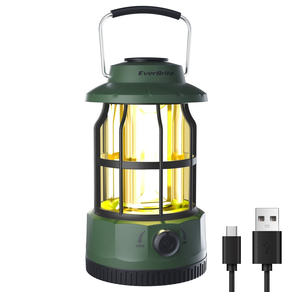 EverBrite LED Camping Lantern Stepless Dimming Switch USB C Rechargeable Lantern