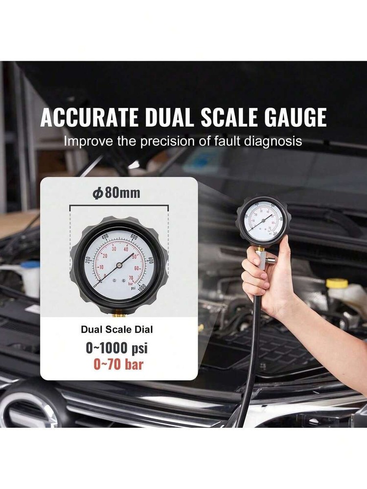 Engine Compression Tester, 18-Piece Cylinder Pressure Test Tool Kit