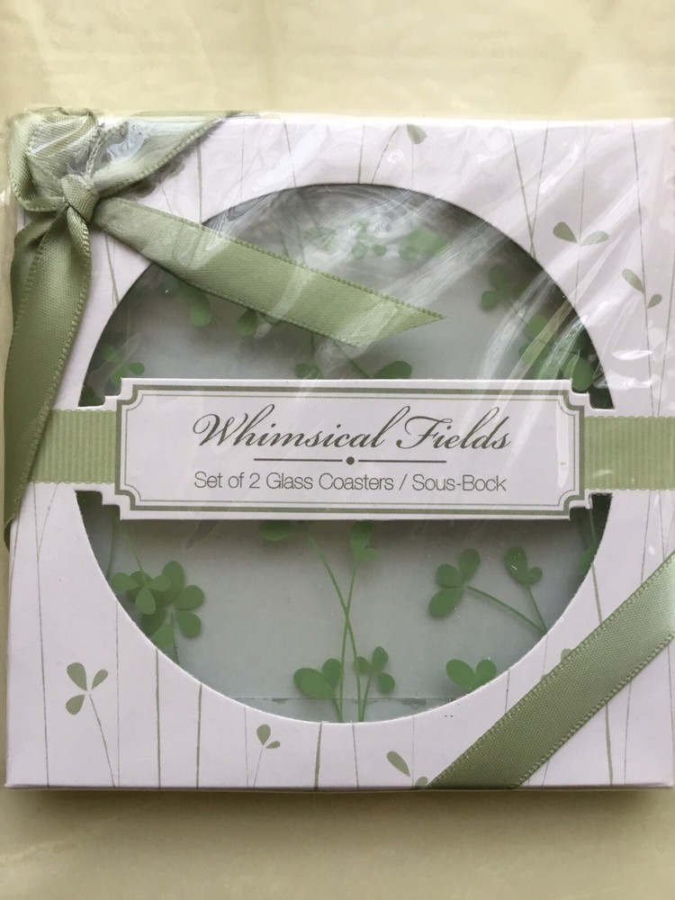 whimsical Fields Set of 2 Glass Coasters